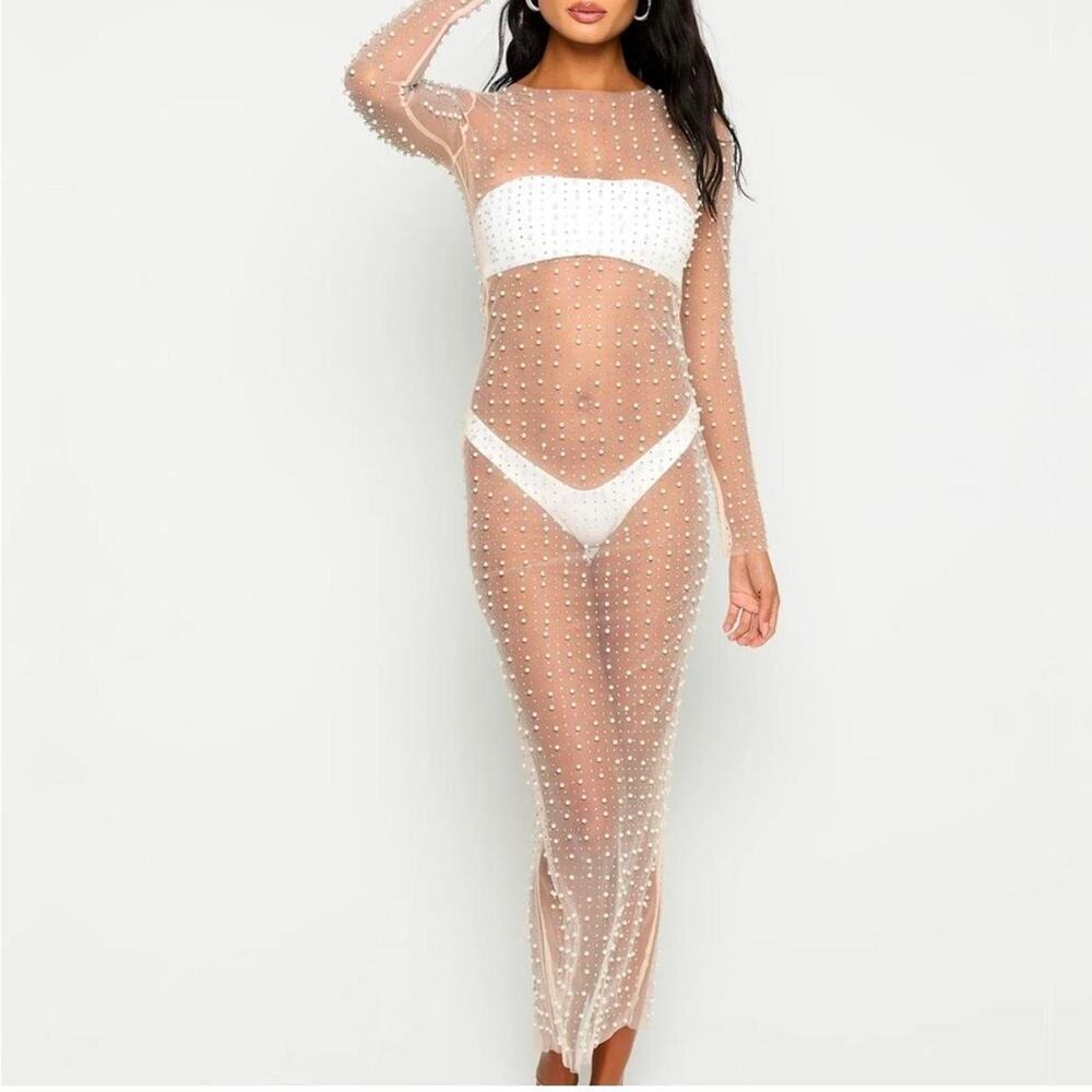 NEW Rare Beach bunny white mesh dress